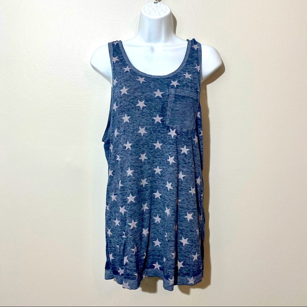 Blue and White Star Tank with Pocket S